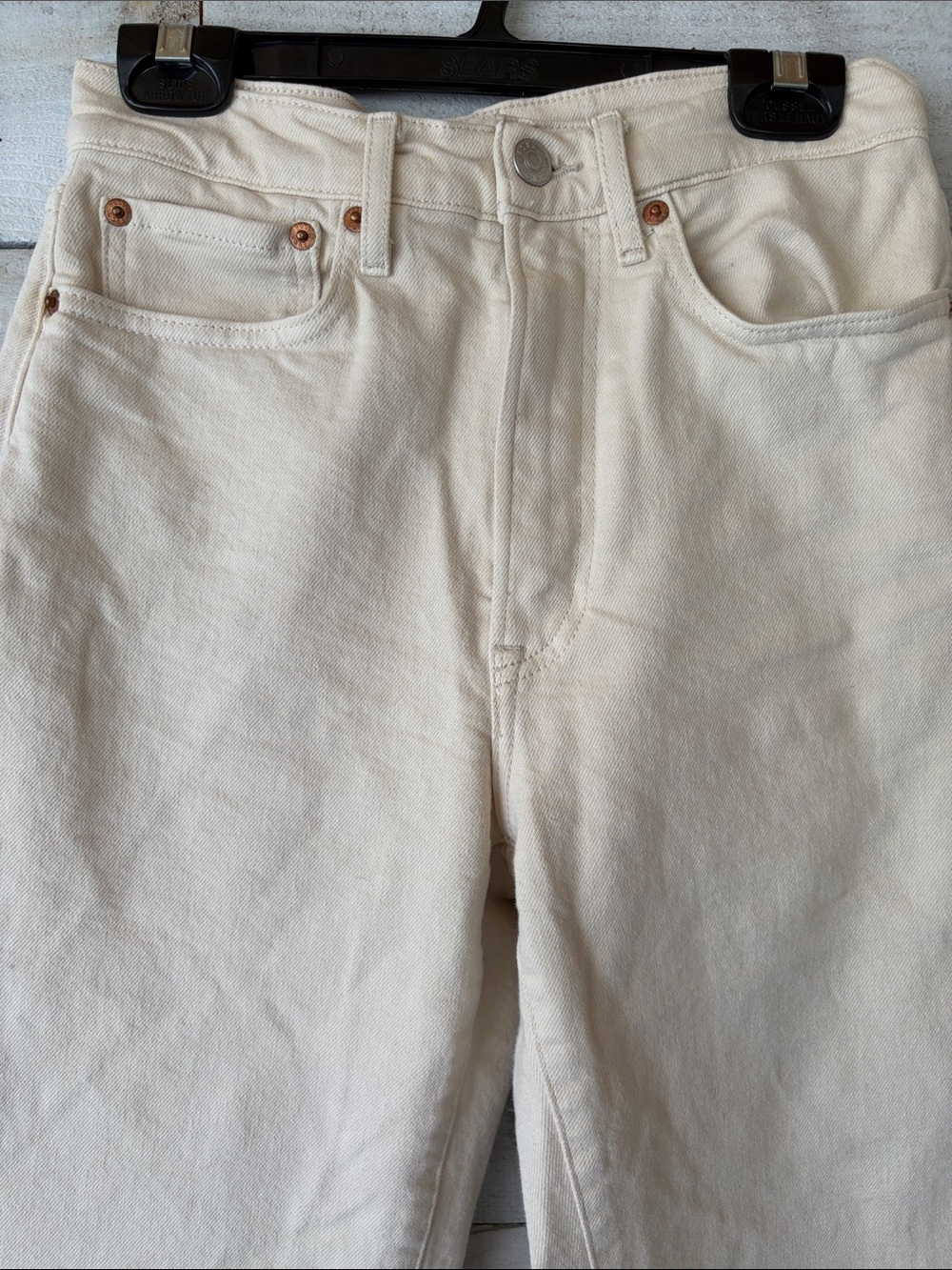 Buck Mason Natural Stretch Ridge Twill Rider High Rise Straight Jeans - Picture 4 of 7